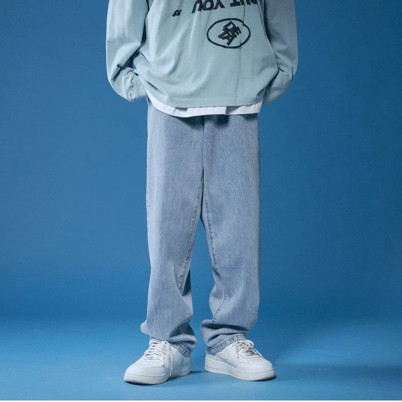 Pantalones vaqueros grandes para hombre, pantalones vaqueros para adolescentes, pantalones holgados, moda masculina, ropa de calle Trendyol coreana para hombre.