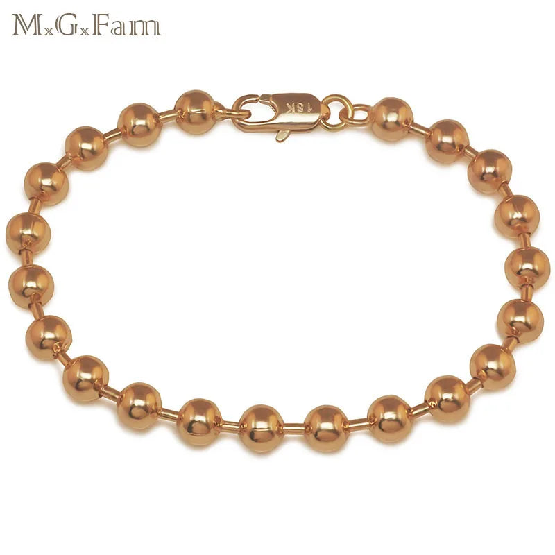 MGFam (20cm x 6mm) NEW ARRIVAL Smooth Beads Bracelet Jewelry Fashion Gold Color 18 K Lead and Nickel Free