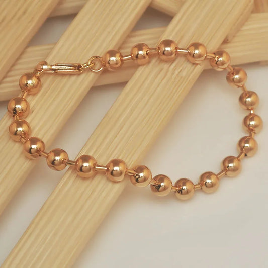 MGFam (20cm x 6mm) NEW ARRIVAL Smooth Beads Bracelet Jewelry Fashion Gold Color 18 K Lead and Nickel Free