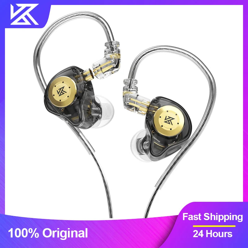 Auriculares KZ EDX Pro con monitorización dinámica intraaural, auriculares HiFi con cable, graves estéreo, para juegos, música, tapones para los oídos y cancelación de ruido.