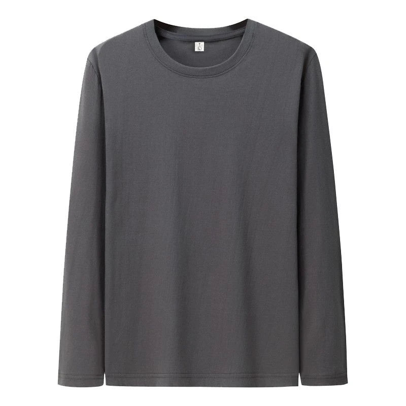 Camiseta de algodón de manga larga para hombre, color liso, manga larga, para primavera y otoño.