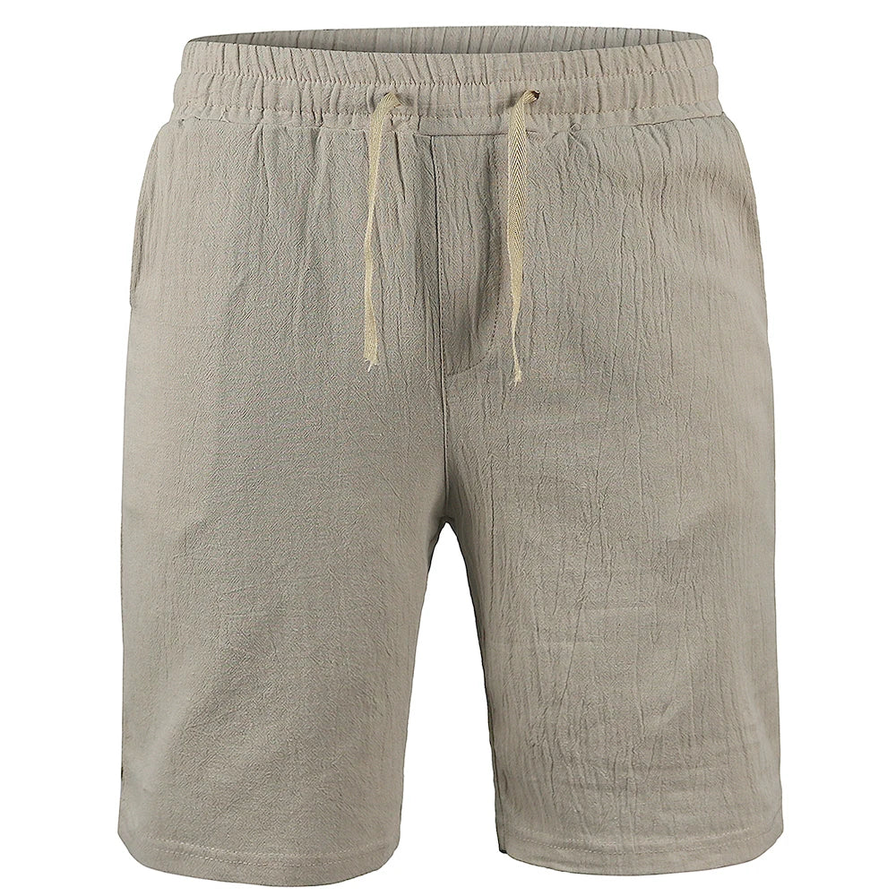 Pantalones cortos KB de lino y algodón para hombre, transpirables, de verano, de color liso, para fitness, tallas S-3XL