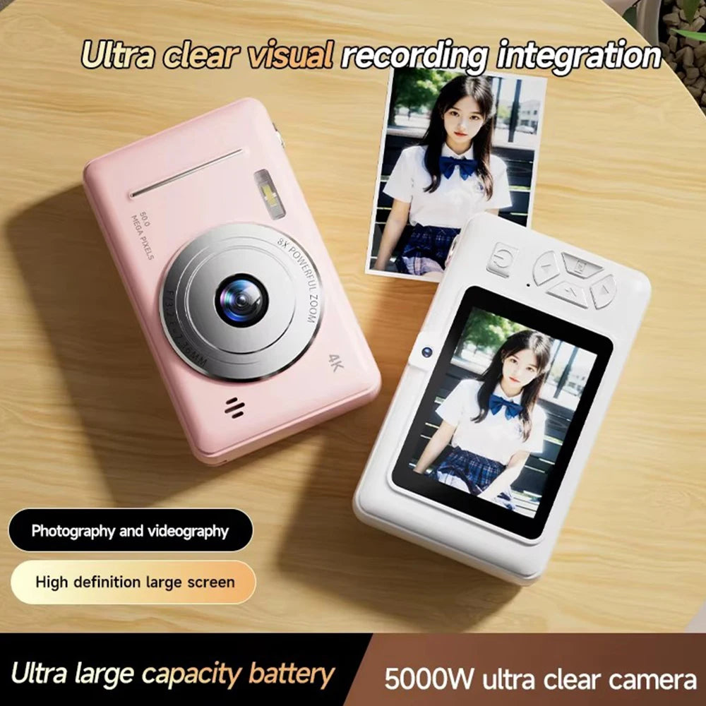 Cámara digital 4K de 50 MP HD para fotografía, viajes, selfies, para niños, con zoom 8x, videocámara compacta, cámara pequeña de bolsillo para estudiantes.