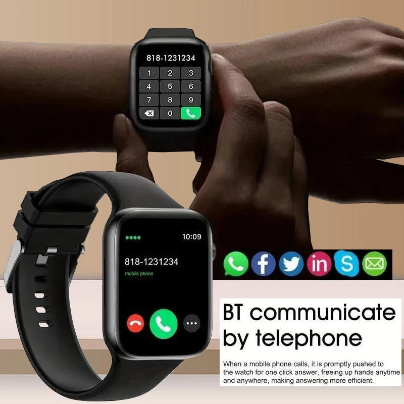 Reloj inteligente T168 con llamadas inalámbricas, respuesta de llamadas, pantalla táctil, deportivo y de fitness, para hombres y mujeres.