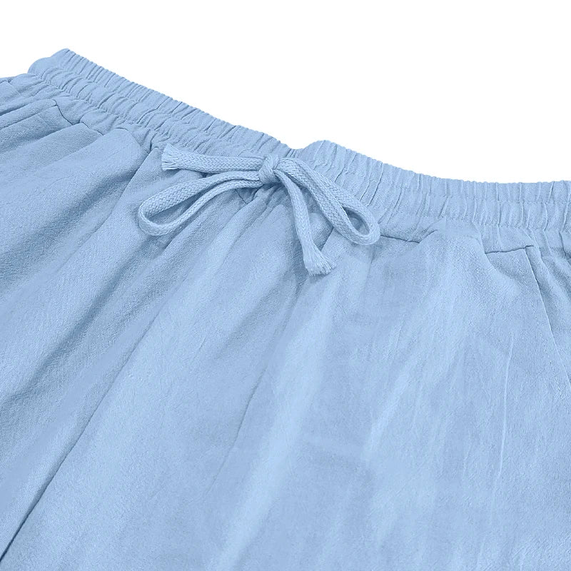 Pantalones casuales sueltos de lino y algodón transpirables de estilo hip-hop para hombre de estilo europeo y americano, pantalones deportivos para senderismo al aire libre