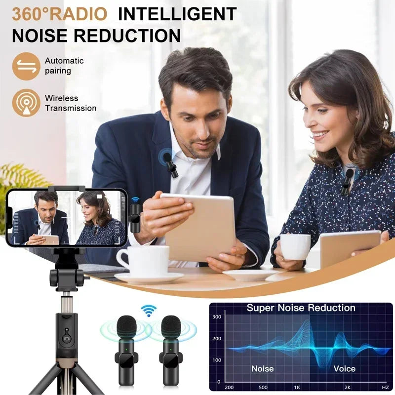 Micrófono de solapa inalámbrico portátil para grabación de audio y video, mini micrófono para iPhone, Android, transmisión en vivo, teléfono para juegos con recepción