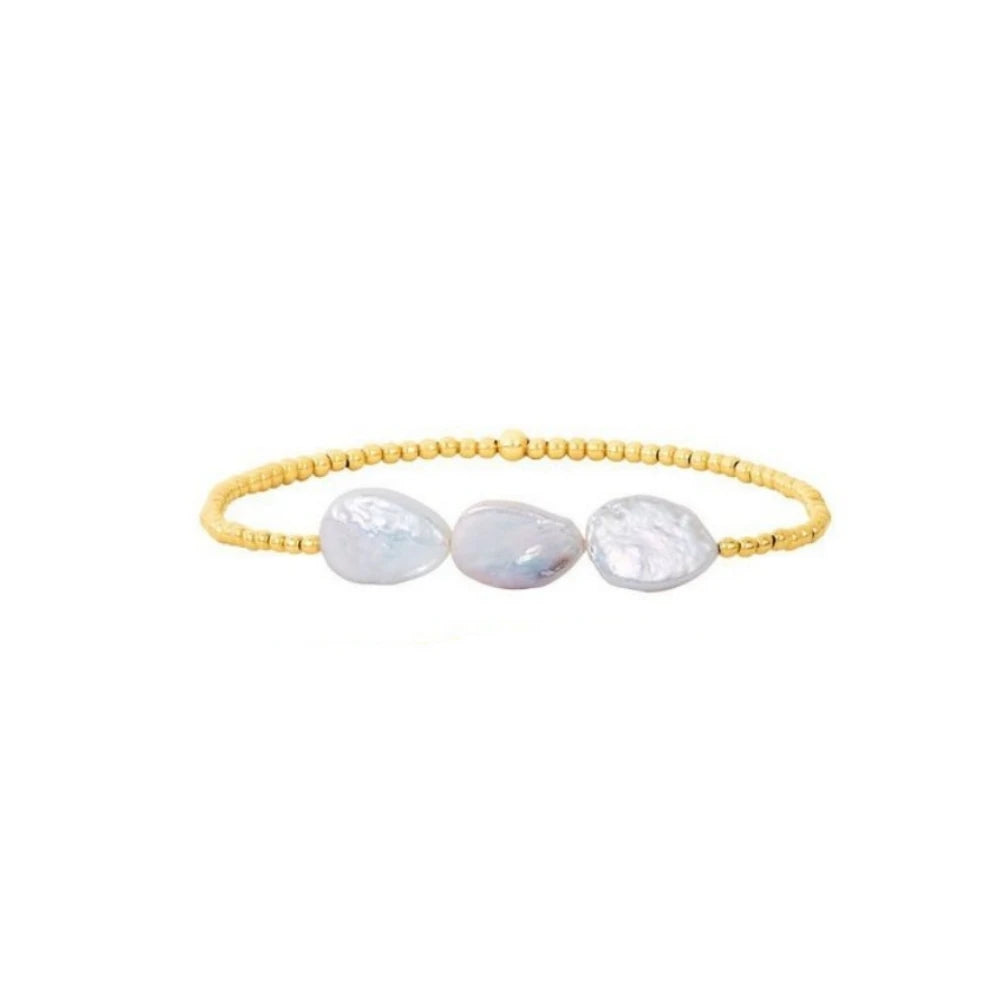 KKBEAD Natural Pearl Bracelet Set Luxury Jewelry Gift 18 K Gold Plated Beads Bracelets for Women Pulseras Gold Jewellery