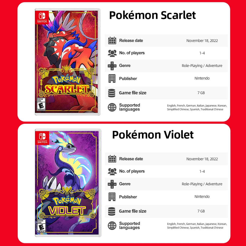 Pokémon Series Nintendo Switch Game Card Pokemon Pearl Diamond Sword Shield Pokémon Arceus Scarlet Violet Physical Game Card