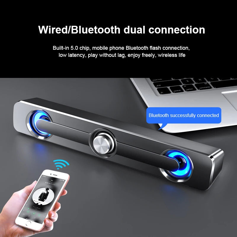 Salange Sound Bar Bluetooth USB Wired Speakers Bar Stereo Speaker For Projector PC Laptop Phone Computer 3.5mm Aux Speaker