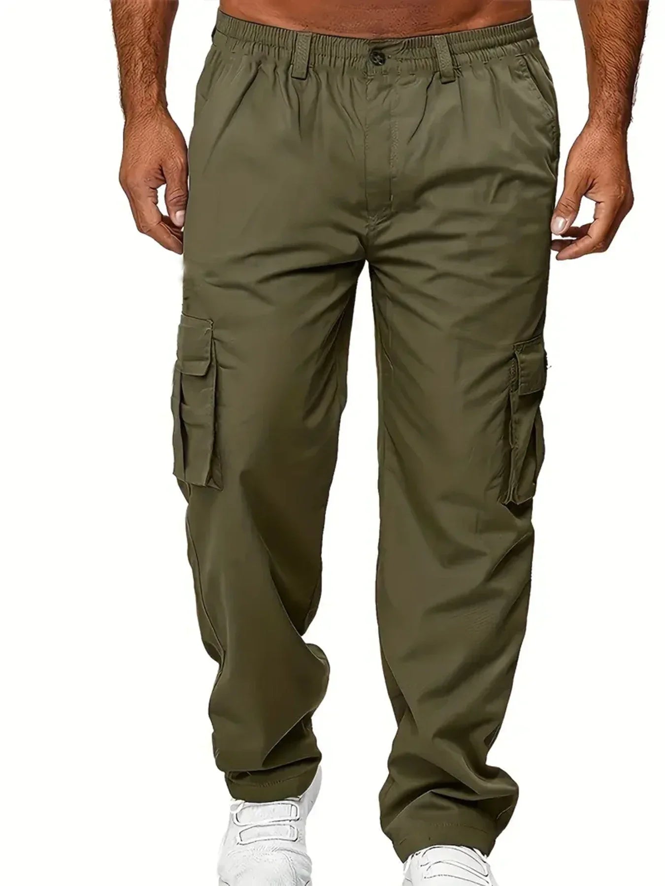 Pantalones cargo para hombre, pantalones deportivos para exteriores, sueltos, rectos, largos, informales, de verano, con múltiples bolsillos, ropa de trabajo duradera, pantalones para hombre