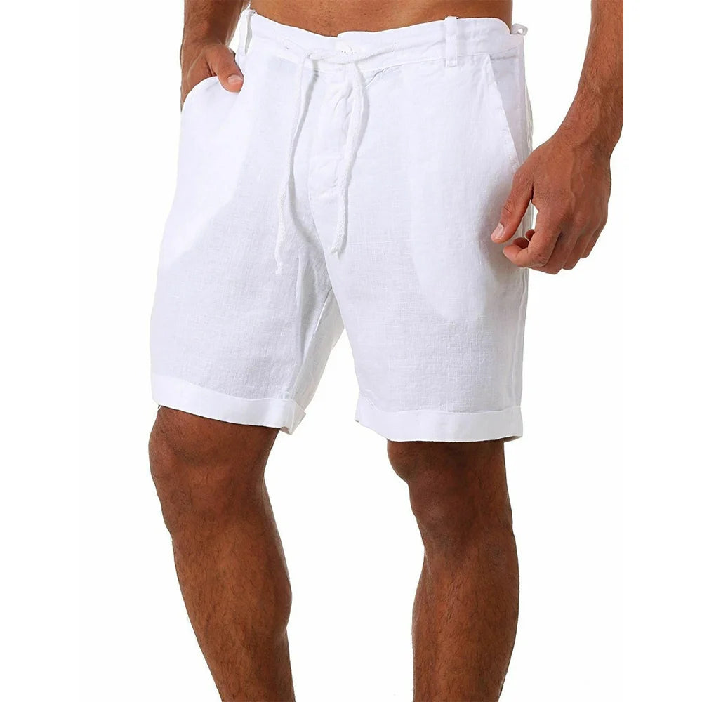 KB 2022 - Pantalones cortos de lino y algodón para hombre, transpirables, de verano, de color sólido, para fitness, tallas S-4XL