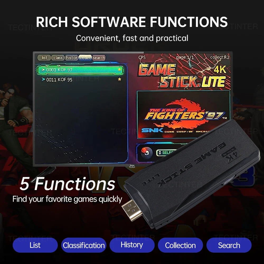 Consola de videojuegos con más de 20 000 juegos integrados, reproductor de juegos portátil retro, 64 GB, 4K, TV, mando inalámbrico de 2,4 GB