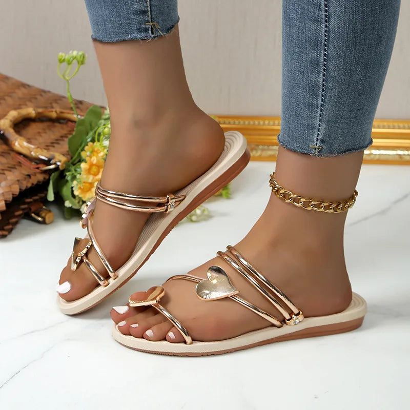 Nuevas y mejores sandalias para mujer, sandalias de playa de verano a la moda, zapatillas planas con diamantes de imitación, sandalias de lujo, zapatos de diseñador para mujer.