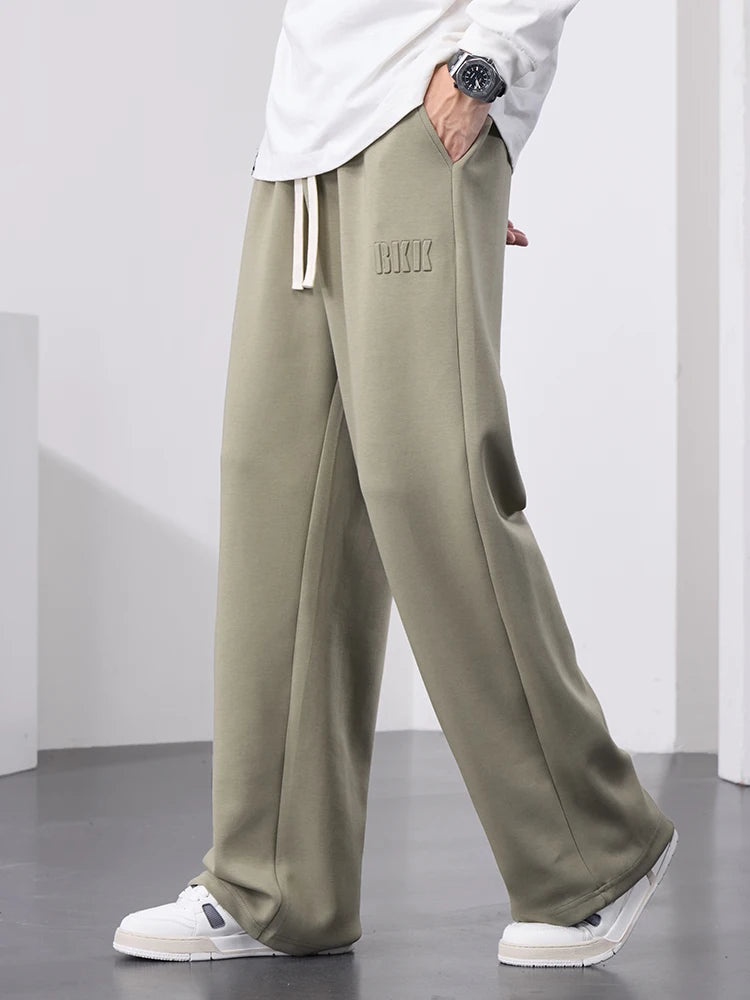 Pantalones deportivos rectos de algodón para hombre, de pierna ancha, con cordón y letras, holgados, informales, largos, talla grande 8XL