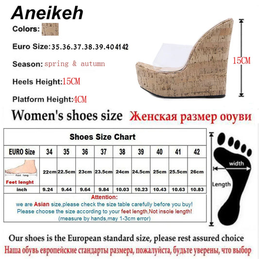 Aneikeh PVC Transparent Wedges Platform Sandals High Heeled Summer 2025 Fashion Women's Slippers Thick Sole Beach Shoes Mujer