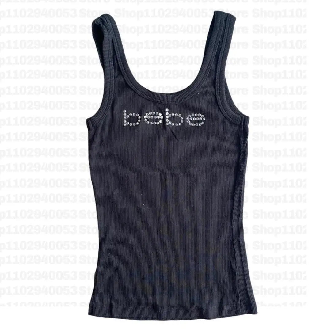 Camiseta sin mangas vintage con estampado de letras de verano, top corto con personalidad, sin mangas, ropa de calle ajustada, camiseta punk Y2K para bebé, manga corta