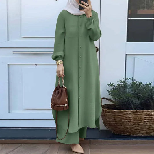 2023 Summer Muslim Women's 2-Piece Set Direct From Manufacturer Cross-Border Supply Chinese Mainland Origin Short Skirt Suits