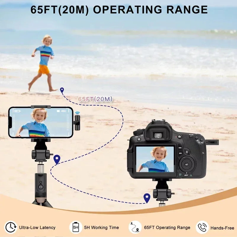 Micrófono de solapa inalámbrico portátil para grabación de audio y video, mini micrófono para iPhone, Android, transmisión en vivo, teléfono para juegos con recepción