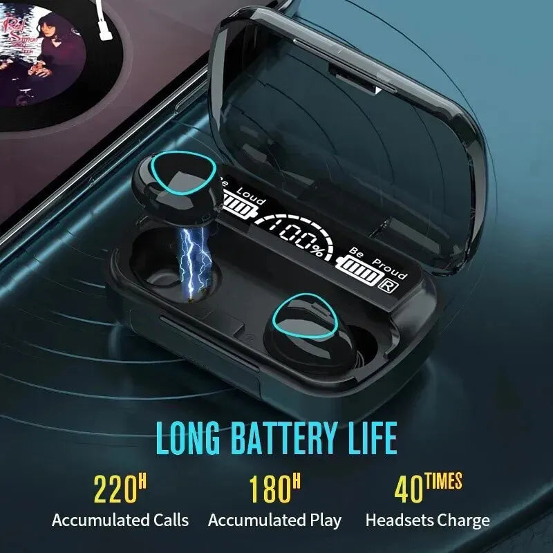 Auriculares inalámbricos TWS con Bluetooth, deportivos, con micrófono, intrauditivos, para gamers, con batería externa