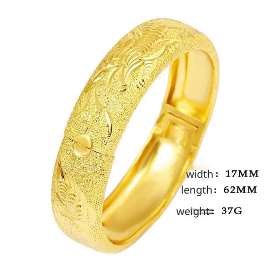18 K Gold Plated Double 15m Happy Dragon Phoenix Bracelet Ladies Wedding Engagement High Jewelry Gifts