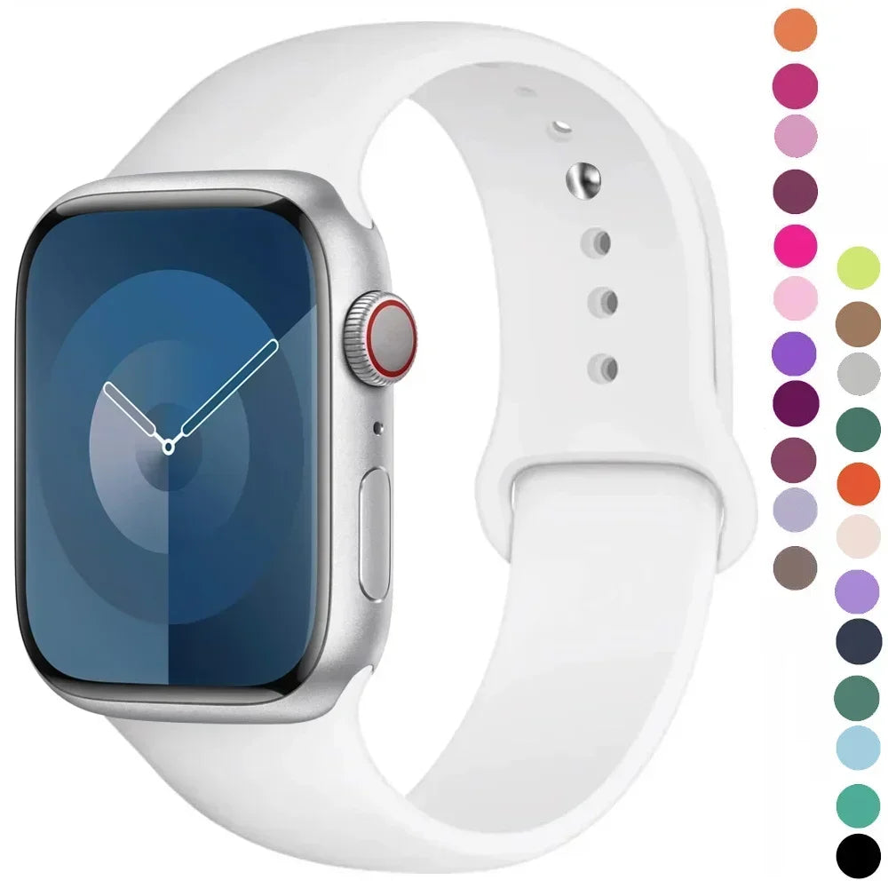 Correa de silicona para Apple Watch de 44 mm, 45 mm, 40 mm, 41 mm, 42 mm, 38 mm y 45 mm, pulsera deportiva para iWatch Series 8, 7, 6, 5, 4, 3, SE, 9, Ultra 2 y 49 mm.