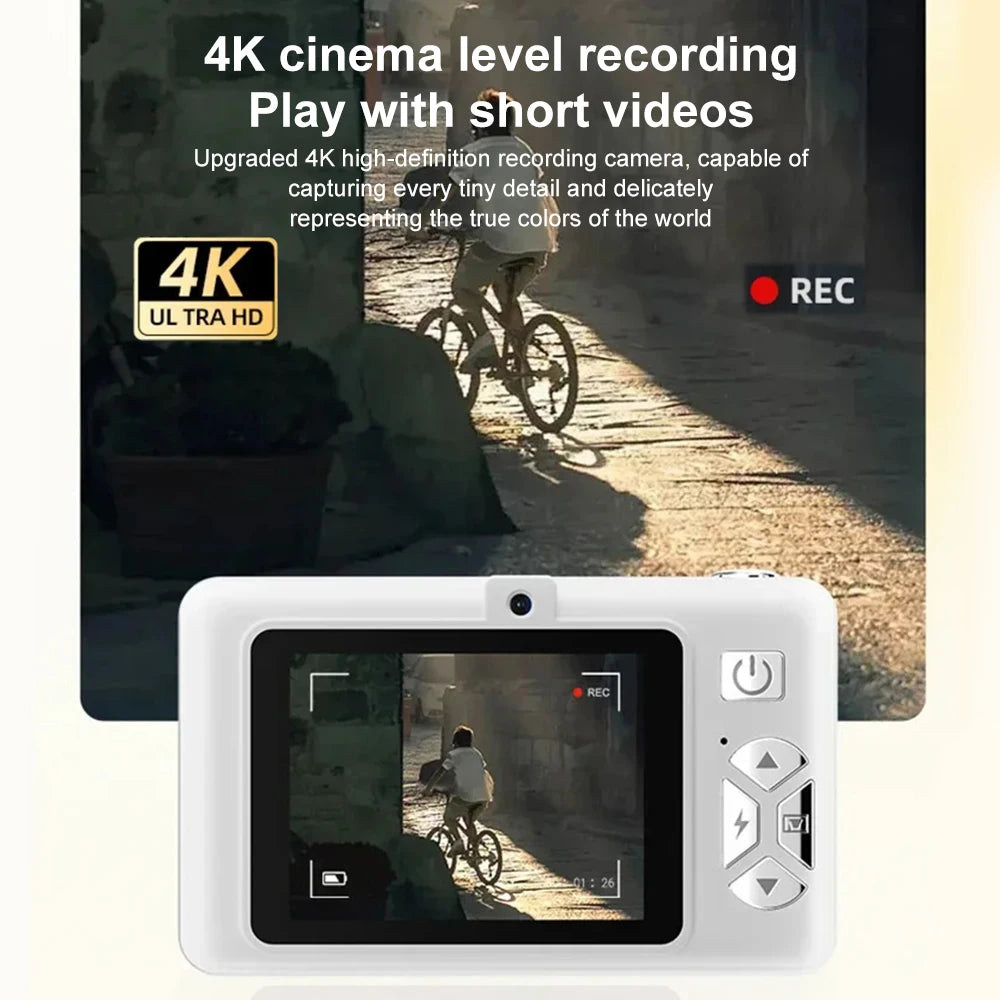 Cámara digital 4K de 50 MP HD para fotografía, viajes, selfies, para niños, con zoom 8x, videocámara compacta, cámara pequeña de bolsillo para estudiantes.