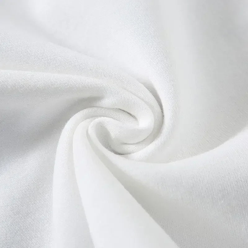 Camiseta de algodón puro resistente, negra y blanca, de 500 g, con cuello redondo, hilo grueso, manga corta y tres agujas.