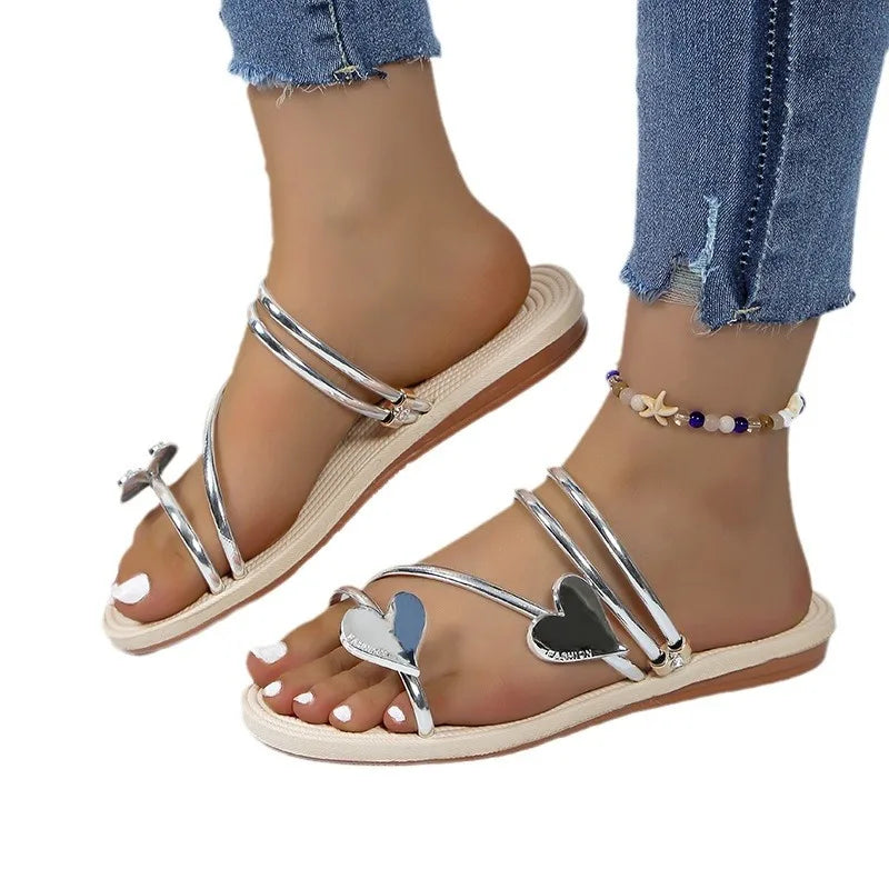 Nuevas y mejores sandalias para mujer, sandalias de playa de verano a la moda, zapatillas planas con diamantes de imitación, sandalias de lujo, zapatos de diseñador para mujer.