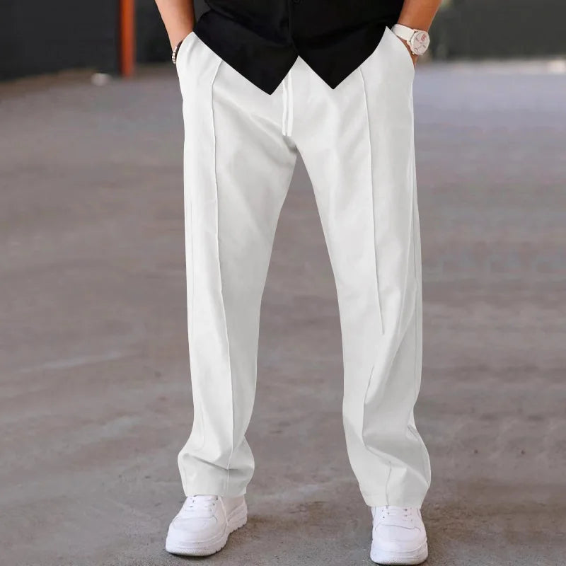 Pantalones finos holgados de pierna recta para hombre, informales, deportivos, de talla grande, estilo americano, para primavera y verano, 2025