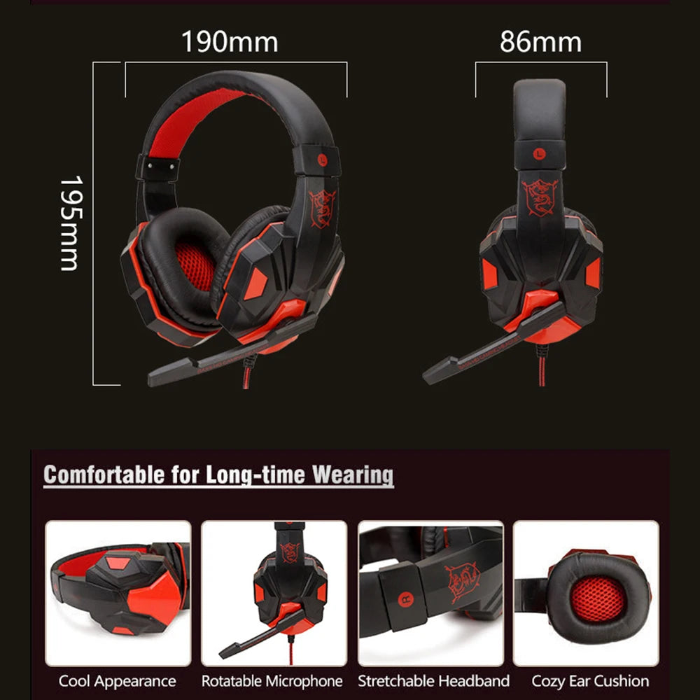 Auriculares con cable para juegos, para PS4, PS5, Xbox, smartphones, portátiles, PC, cascos estéreo de graves con micrófono ajustable a 120°.