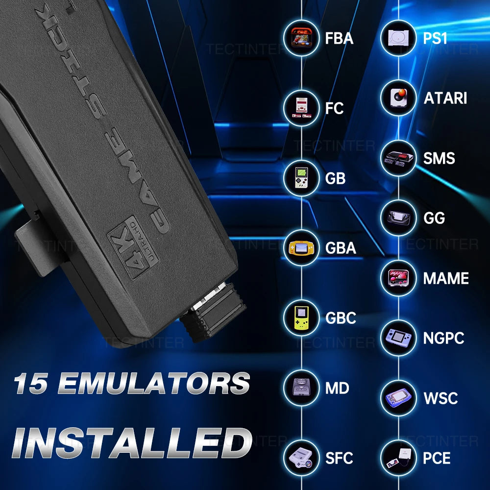 Consola de videojuegos con más de 20 000 juegos integrados, reproductor de juegos portátil retro, 64 GB, 4K, TV, mando inalámbrico de 2,4 GB