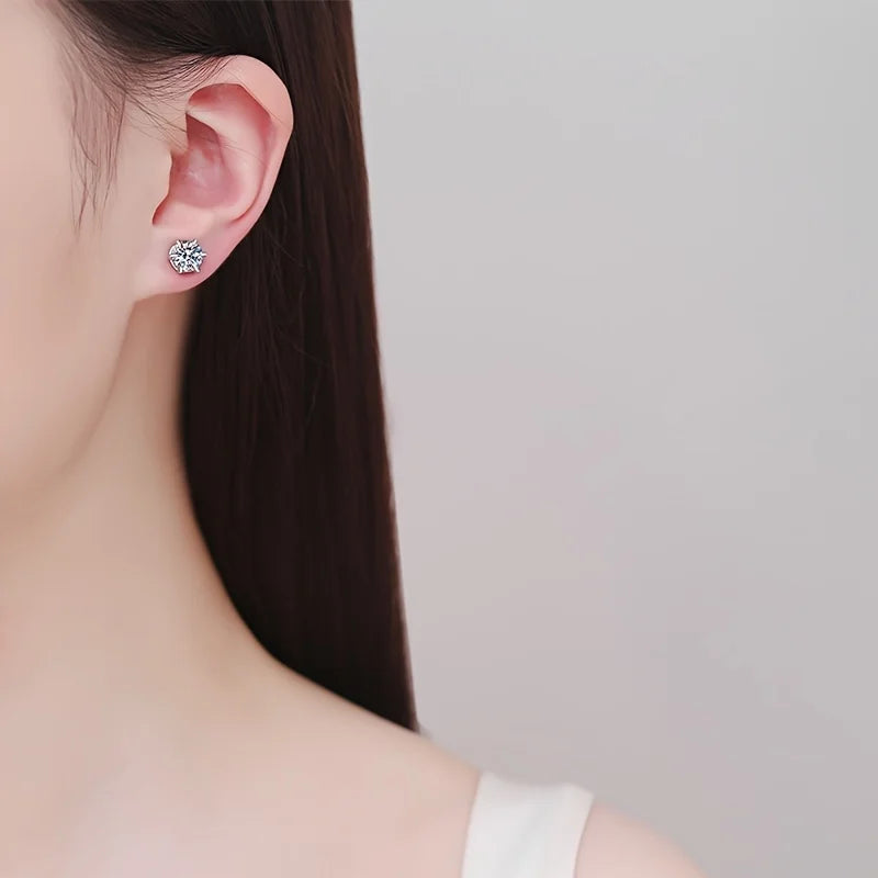 2pcs Moissanite earrings Magnetic Simple 2CT Moissanite earrings No need to pierce the ear Valentine's Day Mother's Day gift