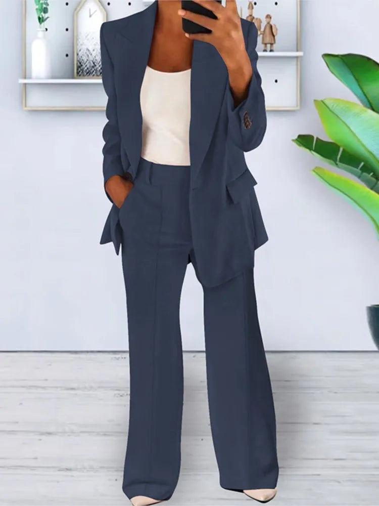 Conjuntos de 2 piezas de pantalón y blazer para mujer, moda de otoño, para oficina, formales, de chándal