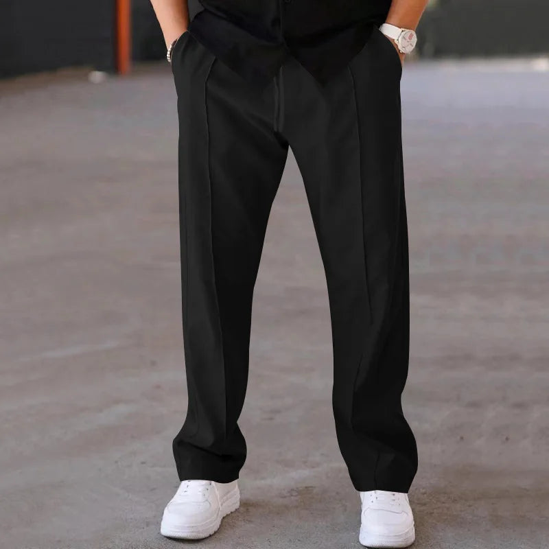 Pantalones finos holgados de pierna recta para hombre, informales, deportivos, de talla grande, estilo americano, para primavera y verano, 2025