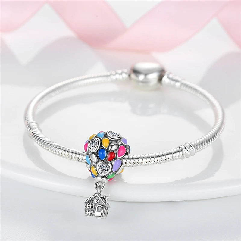 2025 Hot Sale Charms Bead 925 Sterling Silver Pink Butterfly Luminous Firefly Dangle Fit Bangle Bracelet Necklace DIY Jewelry