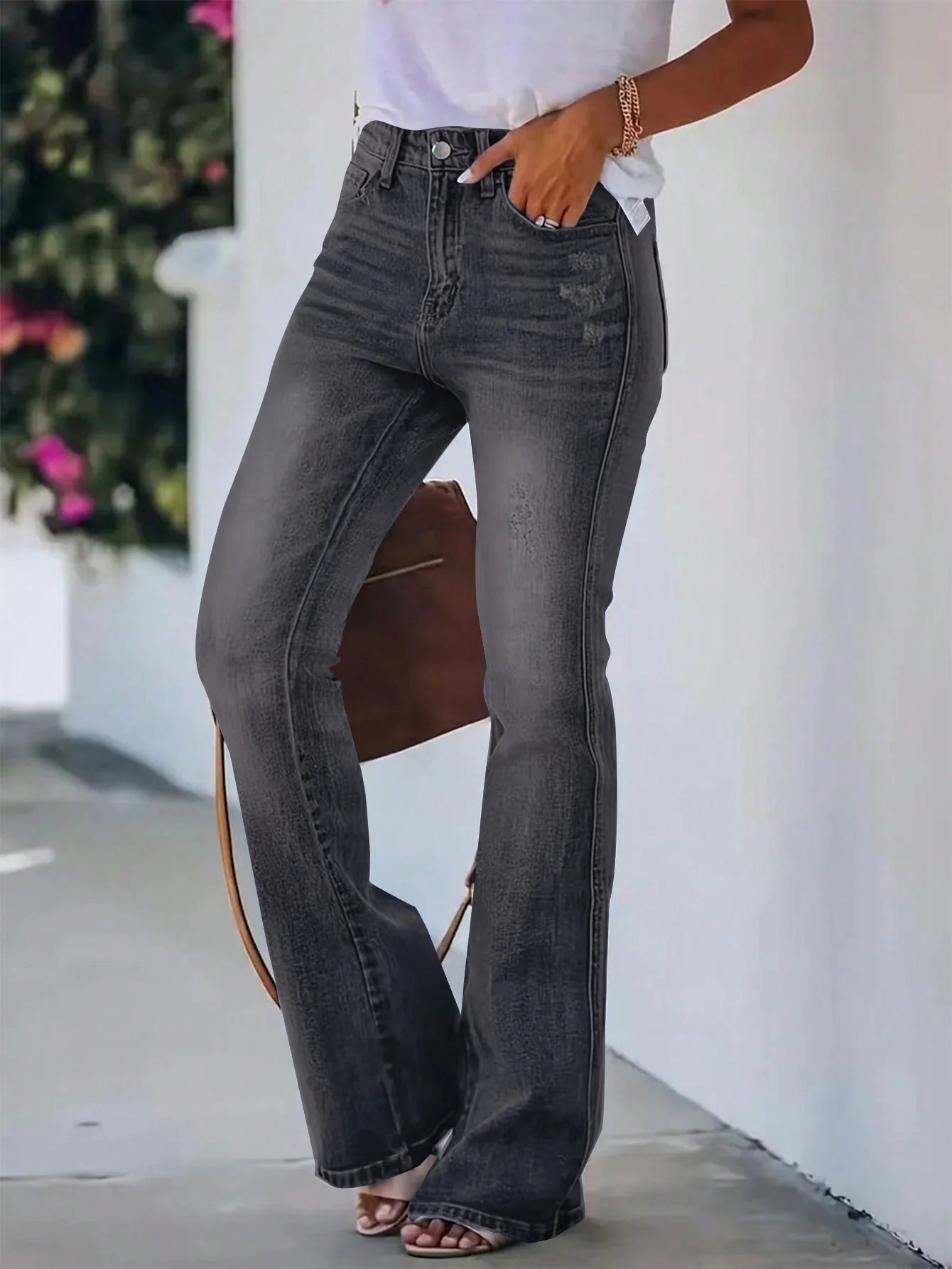 Nuevos pantalones vaqueros ajustados de cintura alta para mujer