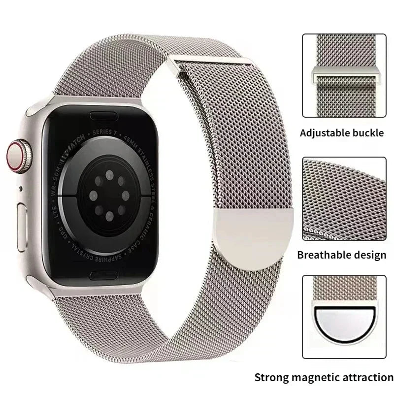 Correa Milanesa Para Apple Watch Band Ultra 2 49mm 44mm 40mm 45mm 41mm 38mm 44mm Pulsera Para iWatch Series 9 3 6 5 SE 7 8 Correa