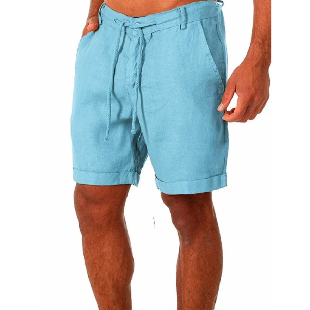 KB 2022 - Pantalones cortos de lino y algodón para hombre, transpirables, de verano, de color sólido, para fitness, tallas S-4XL