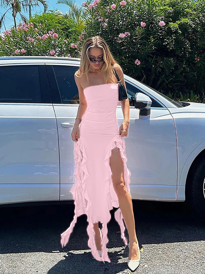 Vestido irregular ajustado con un solo hombro y tirantes finos para mujer, tendencia de moda europea y americana primavera/verano 2024