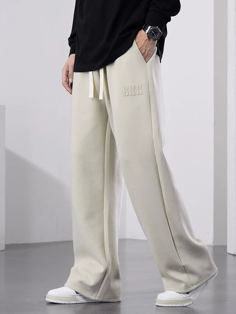 Pantalones deportivos rectos de algodón para hombre, de pierna ancha, con cordón y letras, holgados, informales, largos, talla grande 8XL