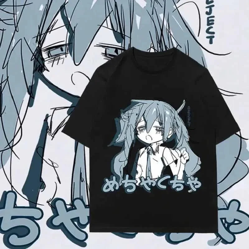 Camiseta de Anime japonés Y2K para mujer, ropa de calle holgada de algodón, camisetas informales de talla grande, camisetas de manga corta de hip-hop Harajuku, ropa para mujer