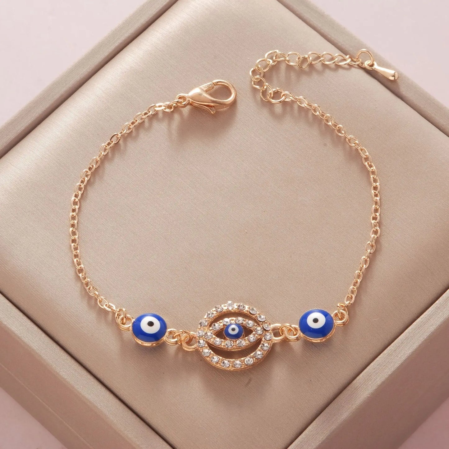 YILUOCD Bohemian Ovaly Blue Evil Eye Bracelet For Women 18k Gold Plating Tree of Life Chain Bracelets New Prayer Jewelry