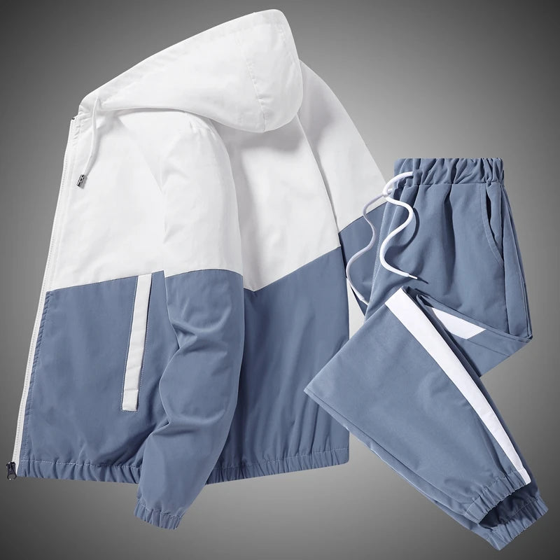 Chándal informal para hombre, conjunto de 2 piezas con capucha, chaqueta y pantalones, estilo hip hop, para correr, 2025