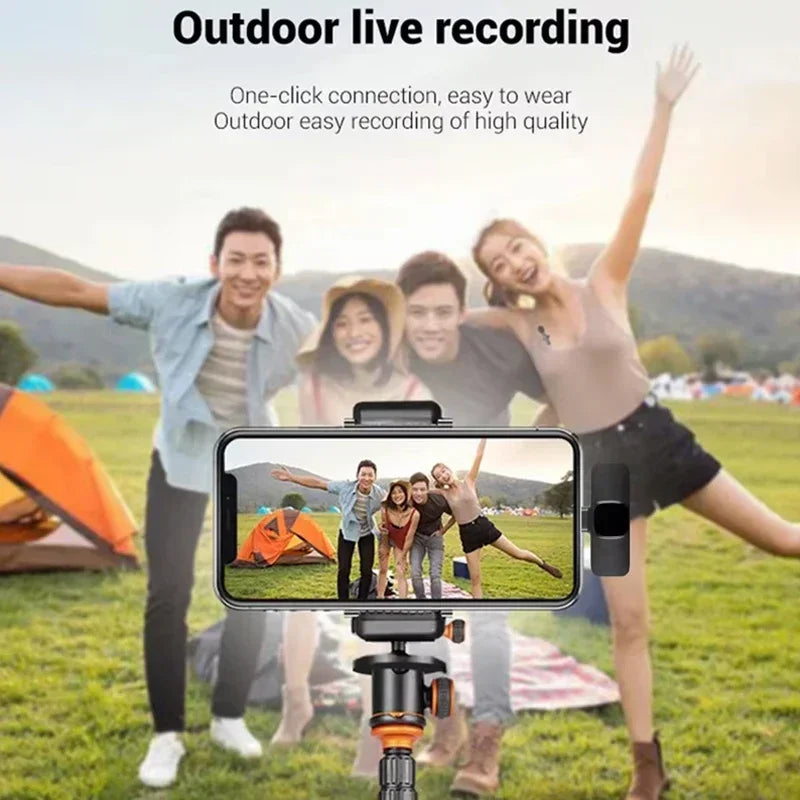 Micrófono de solapa inalámbrico portátil para grabación de audio y video, mini micrófono para iPhone, Android, transmisión en vivo, teléfono para juegos con recepción