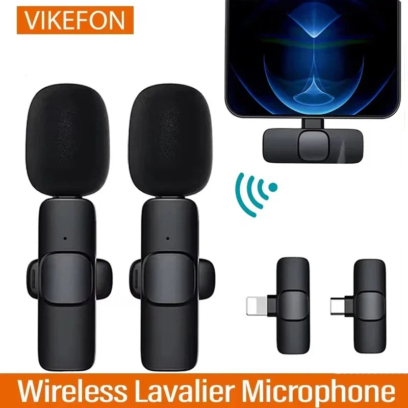 Micrófono de solapa inalámbrico portátil para grabación de audio y video, mini micrófono para iPhone, Android, transmisión en vivo, teléfono para juegos con recepción