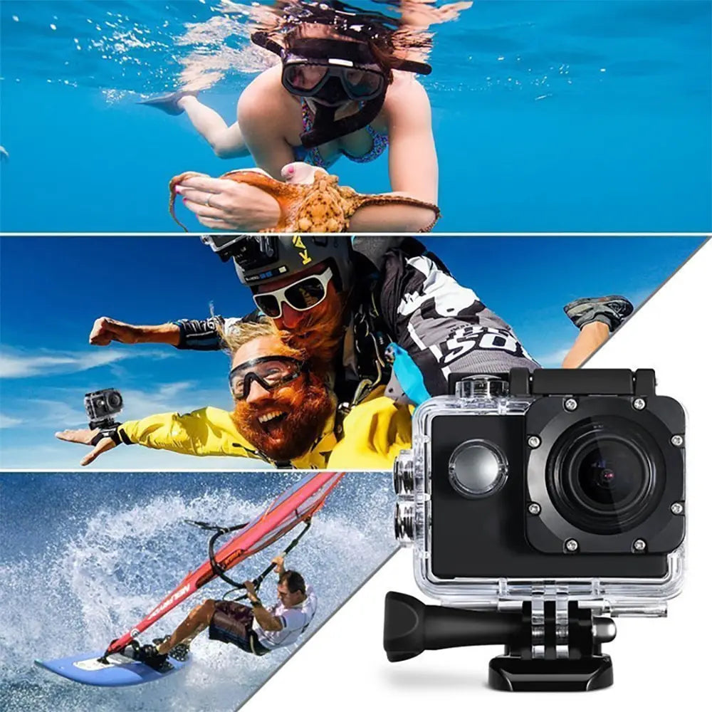 Mini cámara de acción con pantalla de 2 pulgadas, cámara subacuática, impermeable, cámara de grabación de video, cámara deportiva