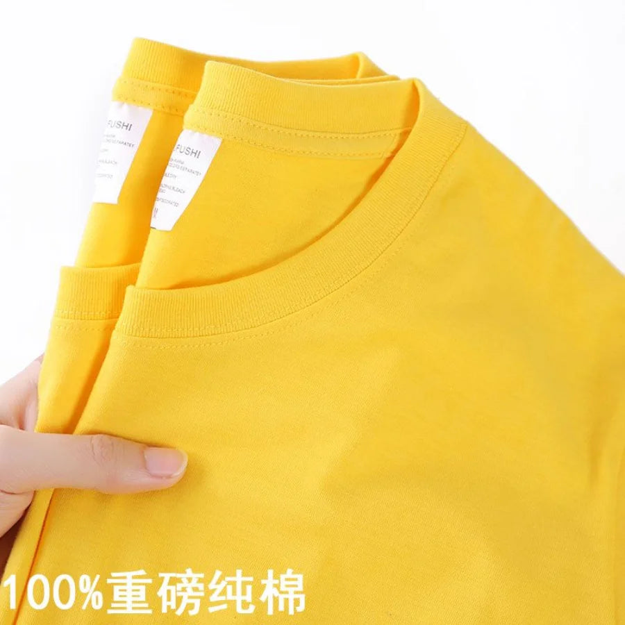 Camiseta 100% algodón para hombre y mujer, color liso, cuello redondo, manga corta, camiseta coreana holgada de media manga, unisex, tallas M-4XL