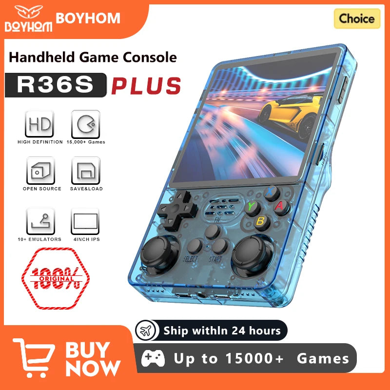 Consola de juegos portátil retro R36S R36Plus, sistema Linux de 64 bits, pantalla IPS de 4", reproductor de vídeo portátil de bolsillo RK3326 para N64 y PS1
