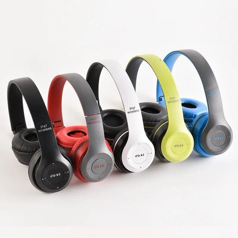 Auriculares estéreo P47 5.0 con Bluetooth, plegables, inalámbricos, para juegos deportivos, para iPhone y XiaoMi