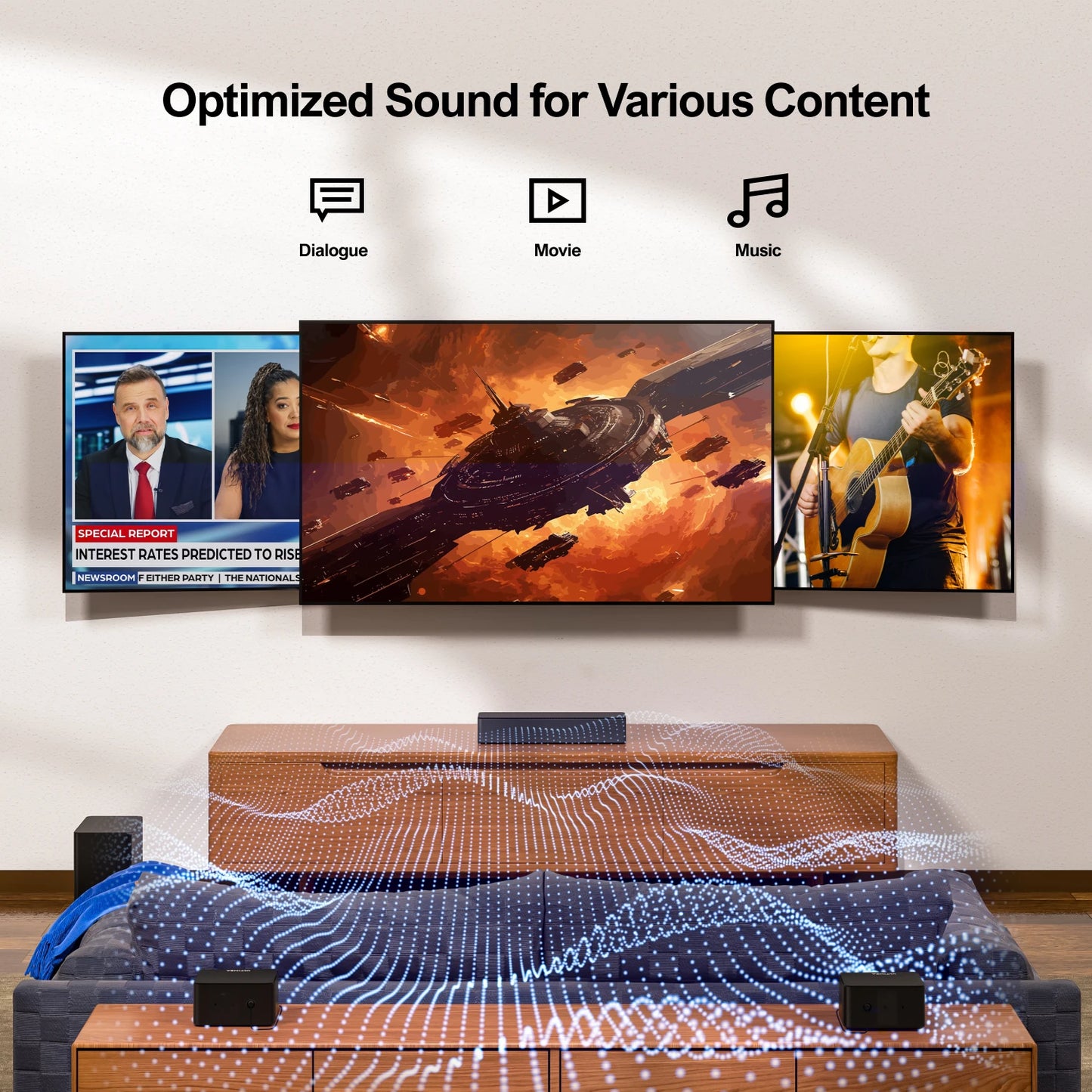 ULTIMEA Poseidon D50 5.1 Surround Soundbar with Wireless Subwoofer & Rear Speakers,Home Theater 3D Sound System with APP Control